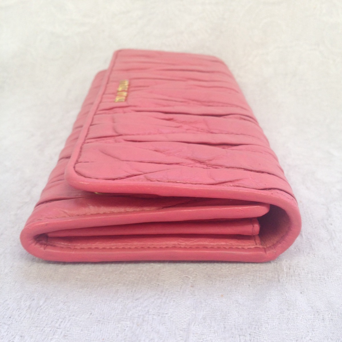 池袋　財布　ソファー、鞄、バッグ、修理、張替、黒ずみ汚れ、クリーニング、色移り、すれ傷　　ピンク　MIUMIU　45